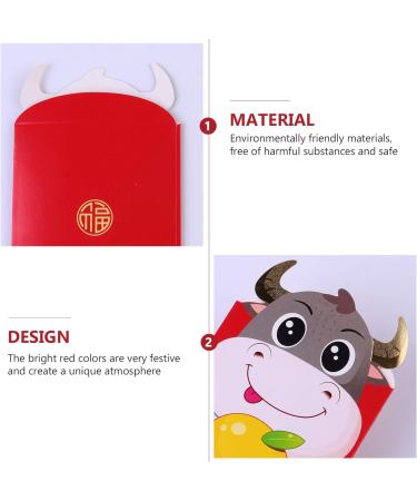 MAGICLULU 72 Pcs Ox Zodiac Red Packet Hong Bao Wedding Chinese New Year Red Packet Spring Festival Money New Year Red Envelopes Wallets for Mini Gifts Child 250g Copper Paper Asia Christmas - Buy Online on SooperMarket.com