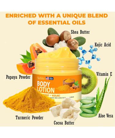 Buy Turmeric & Kojic Body Butter - Natural Skin Brightening Lotion for Even Tone Scars & Age Spots - Whipped Shea Butter Cream - Buy Online on SooperMarket.com