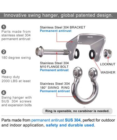SELEWARE Stainless Steel Swing Hanger - Indoor/Outdoor Suspension Trainer Anchor - 1000lbs Capacity - 1 Pack - Buy Online on SooperMarket.com