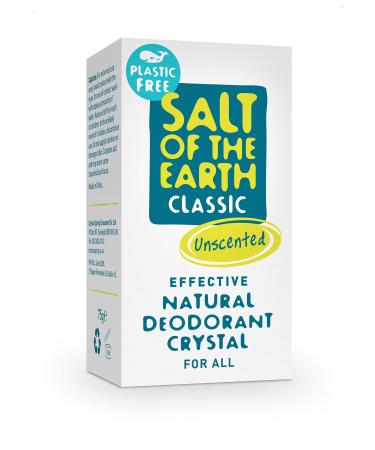 Salt of the Earth - Natural Crystal Deodorant- Plastic Free Fragrance Free Vegan Leaping Bunny Approved - 100% Natural Origin Ingredients - Suitable for Women Men and Kids - Unscented - 75g Plastic Free 75 g (Pack of 1)