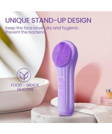 Silicone Face Scrubber Electric Facial Cleansing Brush Skincare Tools with Magnet Charger for Deep Cleaning|Gentle Exfoliating|Massaging (Purple) - Buy Online on SooperMarket.com