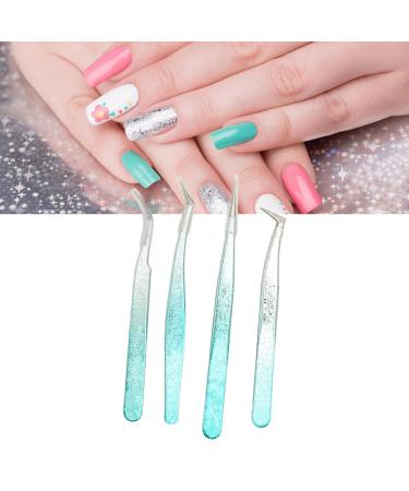 4PC Eyelash Extension Tweezers Set - Straight & Curved for Professionals & Home Use - Light Nail Art Tools - Buy Online on SooperMarket.com
