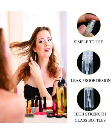 105PCS Mini Spray Bottles - 5ML Clear Glass Perfume Containers for Fragrance, Cosmetics, Essential Oils - Refillable, Fine Mist Atomizer for Travel - Empty Sample Spray Bottles for Cleaning - Buy Online on SooperMarket.com