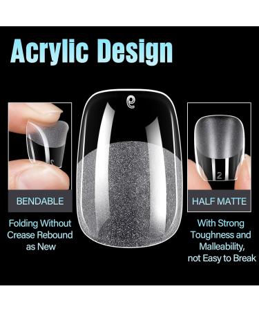 TOMICCA Soft Gel Nail Tips 240PCS Clear Half Matte Full Cover | Pre-Buff No File Nail Tips 12 Sizes | Nail Extensions for Salon and Home DIY - Buy Online on SooperMarket.com