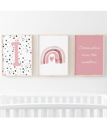 Pompom Prints Set of 3 Girls Bedroom Prints Rainbow Nursery Prints Scandi Boho Style Nursery Decor Playroom Prints Picture Frames not Included (5x7 Inch I) 5x7 Inch I