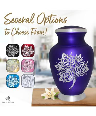 Purple Cremation Urn with Velvet Bag - Large Memorial Ashes Urn for Male & Female - Honour Your Loved One with this Rose Urn for Ashes - Buy Online on SooperMarket.com