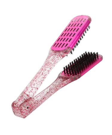 Buy Hair Straightening Splint Comb for Women | Double-Sided Clamp Brush | High-Temperature Resistant Tool for Home Salon | Rose Red Color - Buy Online on SooperMarket.com