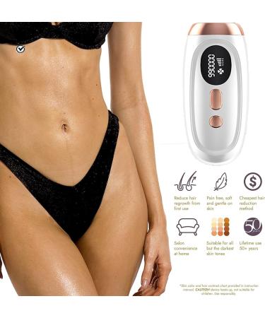 Laser Hair Removal with Cooling System - At-Home IPL Device for Women and Men - Upgraded to 999,900 Flashes - Permanent Hair Removal on Facial, Legs, Arms, Bikini Line - White - Buy Online on SooperMarket.com