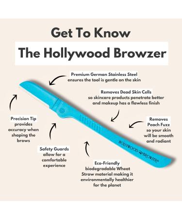 Hollywood Browzer Eyebrow Razor - Facial Hair Remover & Shaper | Blue Opal | Dermaplaning, Exfoliation, Protective Pouch | Unwanted Hair Removal - Buy Online on SooperMarket.com