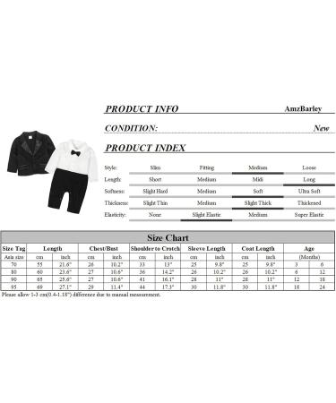 AmzBarley Baby Boys Gentlemans Tuxedo Romper | Long/Short Sleeve Dress Shirt, Pants, Vest, Bowtie | Birthday & Holiday Party Outfit | Black 12-18 Months - Buy Online on SooperMarket.com