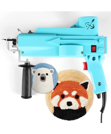 DOVOV Cut Pile Tufting Gun  Handheld Knitting Rug Gun Machine  7-19mm Electric Carpet Weaving Flocking Machine for Starters  Light Blue