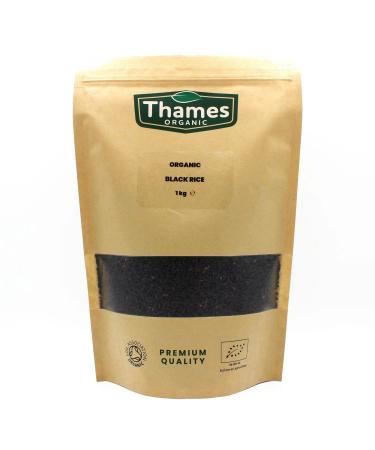 Organic Black Rice 1kg - No Additives No Preservatives Raw Vegan High Protein GMO-Free - A Nutritious and Delicious Addition to Any Meal - Thames Organic 1 kg (Pack of 1)
