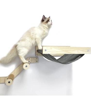 HeyKitten Stud Mounted Cat Hammock & Climbing Stairs Combo - Lounging, Napping, Playing & Jumping Solution - Buy Online on SooperMarket.com