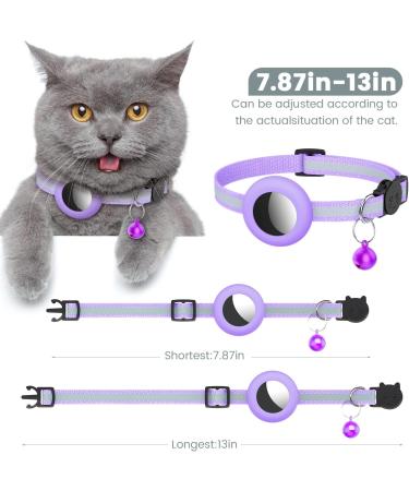 Reflective Airtag Cat Neck Band - Purple Cat Necklace with Bell & Safety Buckle - Compatible with Apple Airtag - Buy Online on SooperMarket.com