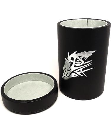 Oversized Dice Cup with Tight-Fitting Lid - Leather Lite Faux Leather Wrap - Holds 80 Dice - Wolf Design - Buy Online on SooperMarket.com