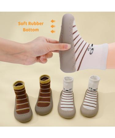 Zuimei 2 Pairs Toddler Sock Shoes | Baby Boys Girls First Walking Shoes | Anti-Slip Rubber Sole | Infant Slippers (6-12 months) - Buy Online on SooperMarket.com