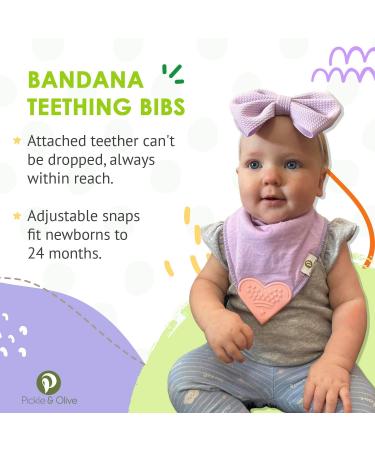 Set of 4 Baby Bandana Teething Bibs with Silicone Teether - Solid Pink Colors - Buy Online on SooperMarket.com