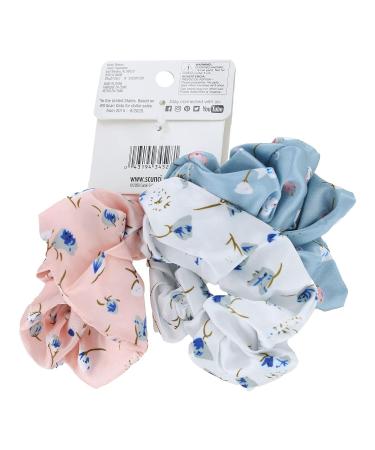 Scunci Satin Floral Hair Scrunchies - Assorted Colors - 3-Pack - Buy Online on SooperMarket.com