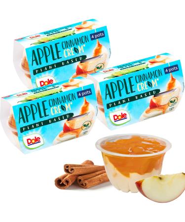 Dole Fruit & Cream Apple & Cinnamon 3 x 4 Packs Healthy Snack Made with Fresh Fruit No Added Sugar Fruit Bowls Perfect for Breakfast & Dessert or Adding to Recipes