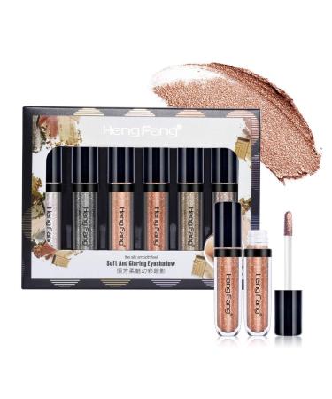 POFET 6pcs Shining Eyeshadow Set - Glitter Glow Eye Shadow Liquid Makeup | Best Shimmering Shades for International Shipping - Buy Online on SooperMarket.com