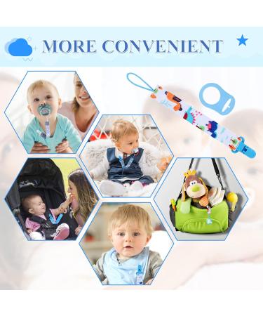 5 Pcs Blue Baby Dummy Clips Set with Silicone Adapter - Soother Chain Holder Straps for Boys | Teething Clips for Teething Toys | Baby Shower Gift - PP Material - Buy Online on SooperMarket.com