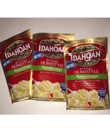 Idahoan Reduced Sodium Buttery Homestyle Mashed Potato, 4 Ounce