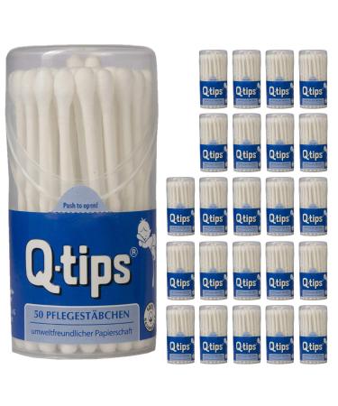 Q-tips care sticks with paper shaft travel size (24 x 50 pieces) cotton buds without plastic