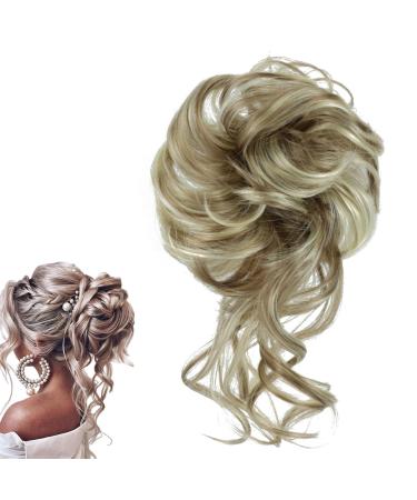 prinfantasy Messy Bun Hair Piece Hair Scrunchies Thick Curly Wavy Hair Piece Synthetic Donut Updo Hairpieces for Women Girls GBFQ009 GBFQ009 One Size