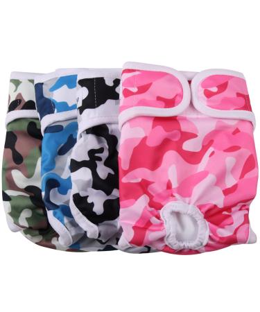 JoyDaog Dog Diapers for Female Dogs Large Dogs Reusable Camouflage Size XXL XX-Large (Pack of 4) 4 Camouflage Colors