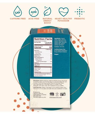 Teeccino Dandelion Caramel Nut Herbal Tea - Caffeine Free, 25 Bags (5.3 oz) - Buy Online on SooperMarket.com