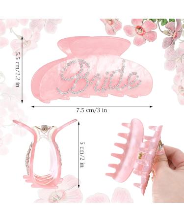 Gjinxi Bride Claw Hair Clip Pink Acrylic Hair Clip with Rhinestone Bride Logo Bride Bridesmaid Gift for Wedding Banana Barrettes Hair Decorations for Bachelorette Party Decorations Bridal Shower - Buy Online on SooperMarket.com