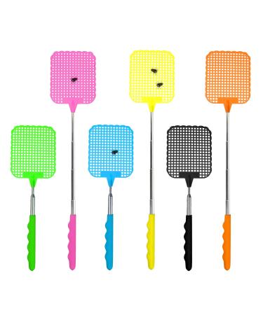 SCBOY 6 Pieces Colorful Mixed Fly Swatter Extendable Plastic Fly Swatter for Flies Mosquitoes and Insects