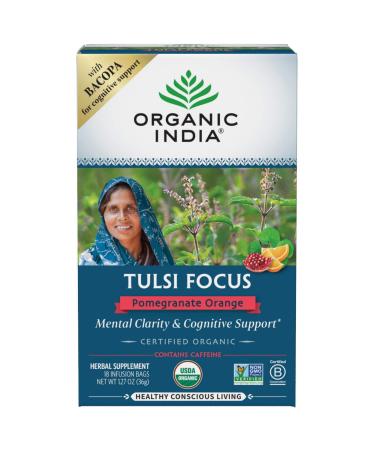 Organic India Tulsi Focus Pomegranate Orange 18 Infusion Bags 1.31 oz (37.26 g)