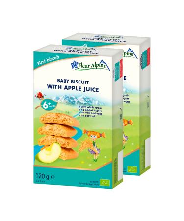 Fleur alpine baby biscuits with apple juice - 12 x 2 delicious baby snacks for the delicious smooth breakfast porridge or the snack for in between |Simple whole grain snack cookies without added sugar |6 months of apple juice 2