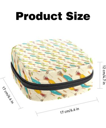 Yellow and Blue Fish Hook Sanitary Napkin Storage Bag - Portable Period Pouch for Women and Teens - Multi-Colored - Buy Online on SooperMarket.com