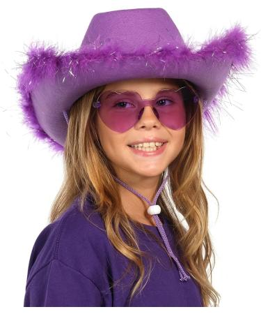 Funcredible Purple Cowgirl Hat with Glasses | Western Rodeo Costume Accessories for Women, Girls, and Kids - Buy Online on SooperMarket.com