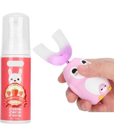 Kids Electric Toothbrush with U-Shaped Silicone Brush Head & 60ml Toothpaste - Pink | IPX7 Waterproof - Buy Online on SooperMarket.com