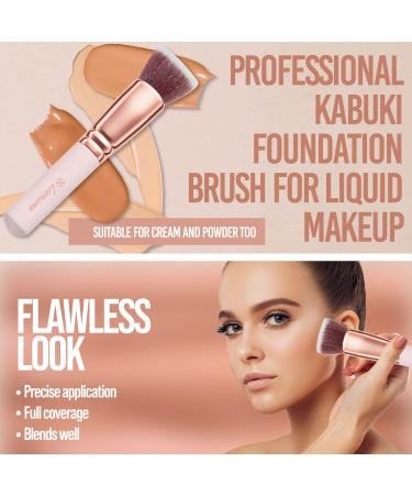 Flat Top Kabuki Foundation Brush | Premium Makeup Face Brush for Liquid, Cream, Powder | Blending, Buffing, Stippling | Pro Quality Synthetic Dense Bristles - Rose - Buy Online on SooperMarket.com