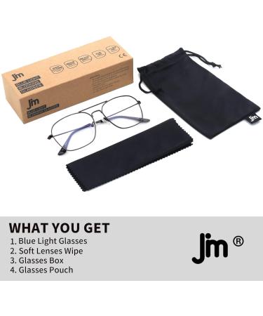 JM Plane Blue Light Blocking Glasses - Anti-Glare Computer Eyewear for Men & Women | Stylish Gunmetal Frame & Black Temple Tips - Buy Online on SooperMarket.com
