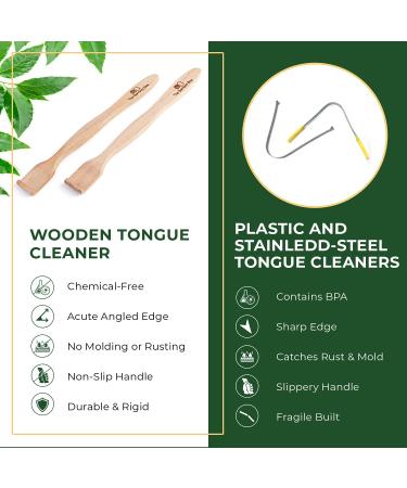 Neem Wood Tongue Cleaner | Organic Handmade Tongue Scraper Stick for Oral Care | Pack of 2 - Buy Online on SooperMarket.com