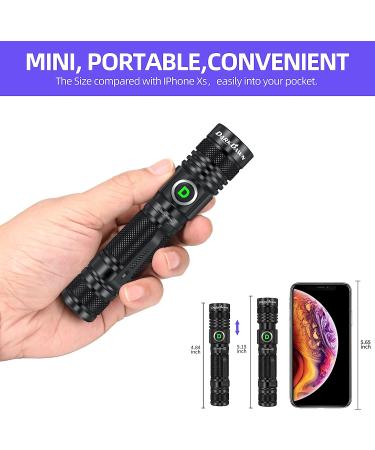 DARKDAWN UV Torch Flashlight 365nm Light USB Rechargeable Ultraviolet LED Blacklight Powerful Woods Lamp Portable Mini Detector for Pet Urine Stains Uranium Glass Money Resin Curing Fluorescent Uv 365nm Light/Blue - 1 Pack - Buy Online on SooperMarket.com