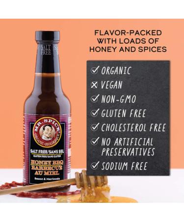 Mr. Spice Organic Honey BBQ Sauce - Salt-Free, Fat-Free, Gluten-Free, Vegetarian - Low Calorie Barbecue Marinade - Buy Online on SooperMarket.com