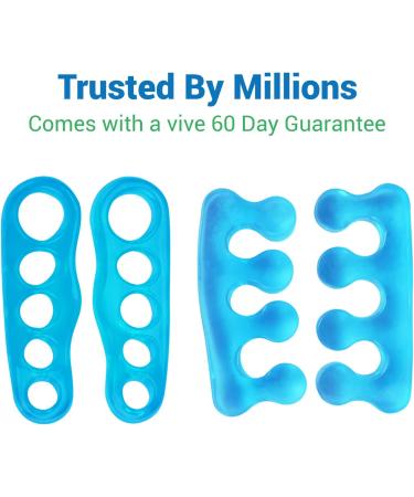 ViveSole Toe Stretchers Separators (4 Pieces) - Gel Therapeutic Spa Spacer for Bunions, Hammer Toe, Plantar Fasciitis - Metatarsal Pain Relief - Blue Medium - Buy Online on SooperMarket.com