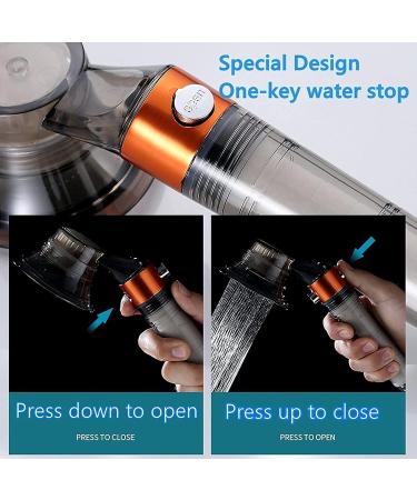 Switch Control Shower Head - Water Saving Soft Spray with Mineral Stone Beads - Orange - Buy Online on SooperMarket.com