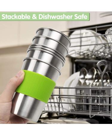 6 Pack 12oz Stainless Steel Spill Proof Kids Cups with Straws and Lids - BPA-Free, Unbreakable Toddler Tumbler for Water, Smoothies - Reusable Metal Sippy Mug for Child and Adult - Buy Online on SooperMarket.com