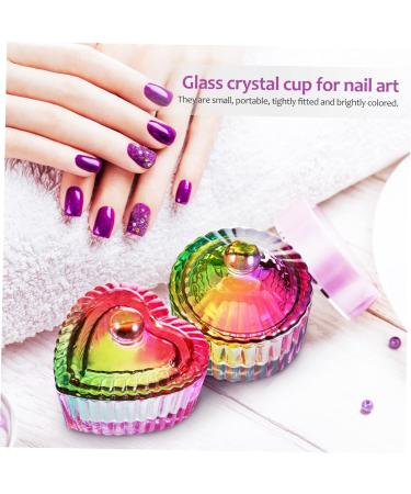 Beavorty 10 Pcs colorful crystal cup acrylic nails glass storage bowl glass bowls monomer dishes with lids nail art cup colored glass monomer acrylic nail liquid nail brush manicure - Buy Online on SooperMarket.com