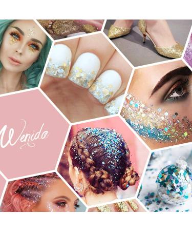 9 Colors Body Glitter Set - Holographic Cosmetic Festival Makeup for Nail, Hair, Eye, and Face - 190g Chunky Powder - 9 Bottle Variety Pack - Buy Online on SooperMarket.com