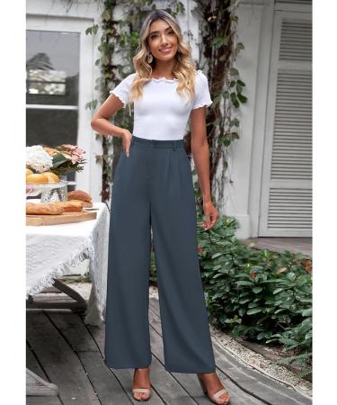 Vetinee High Waisted Wide Leg Casual Dress Pants with Pockets - Folkstone Gray - Buy Online on SooperMarket.com