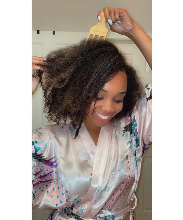 GranNaturals 4-Prong Wide-Toothed Wooden Hair Pick for Curly Hair - Ideal for Fluffing, Styling, and Detangling African American Hairstyles - Buy Online on SooperMarket.com