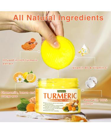 80 Turmeric Cleansing Pads for Face | Vitamin C & B5 Exfoliating Scrub Pads | Maintain Skin's Water & Oil Balance - Buy Online on SooperMarket.com